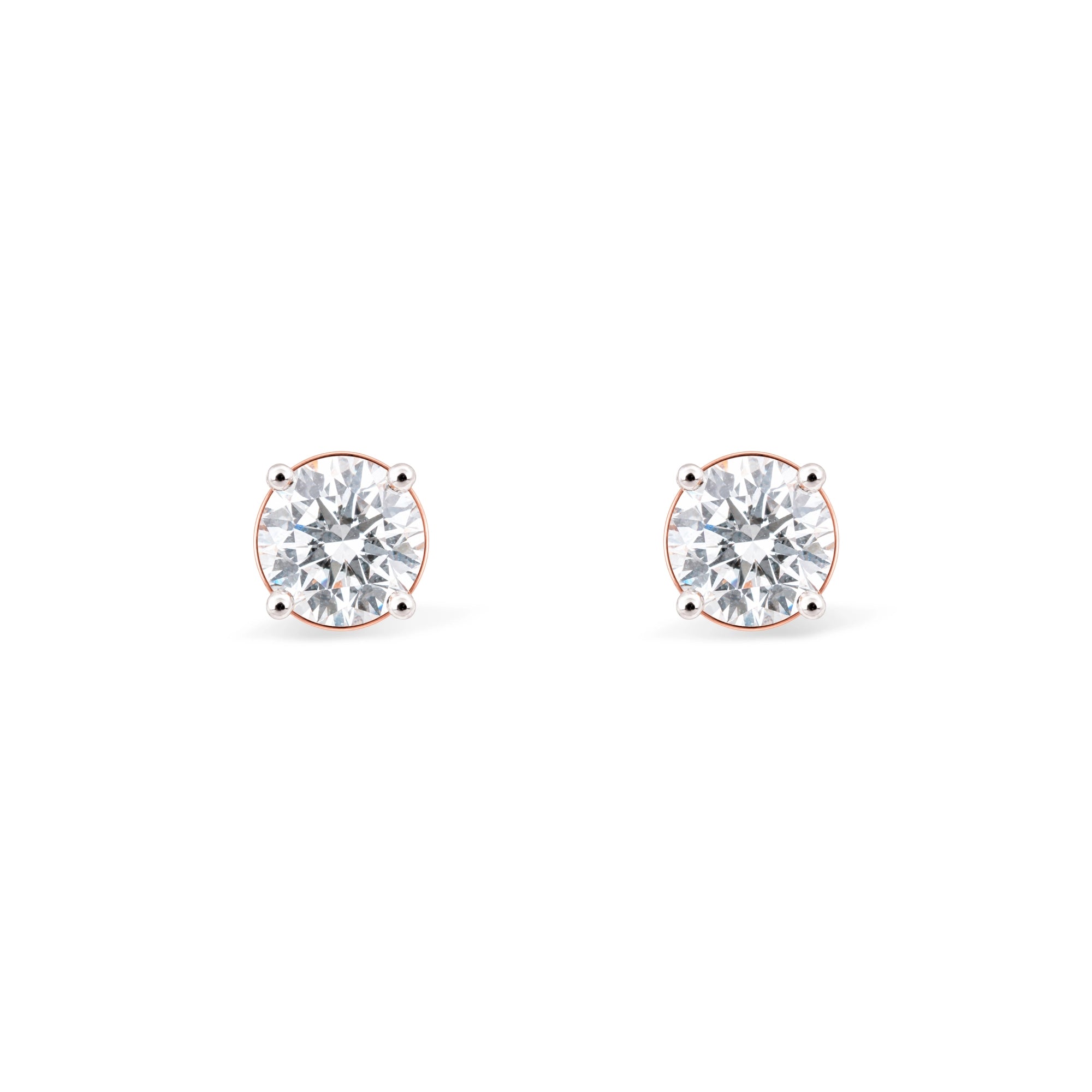 Round Brilliant Solitaire Stud Earrings — Yellow Gold