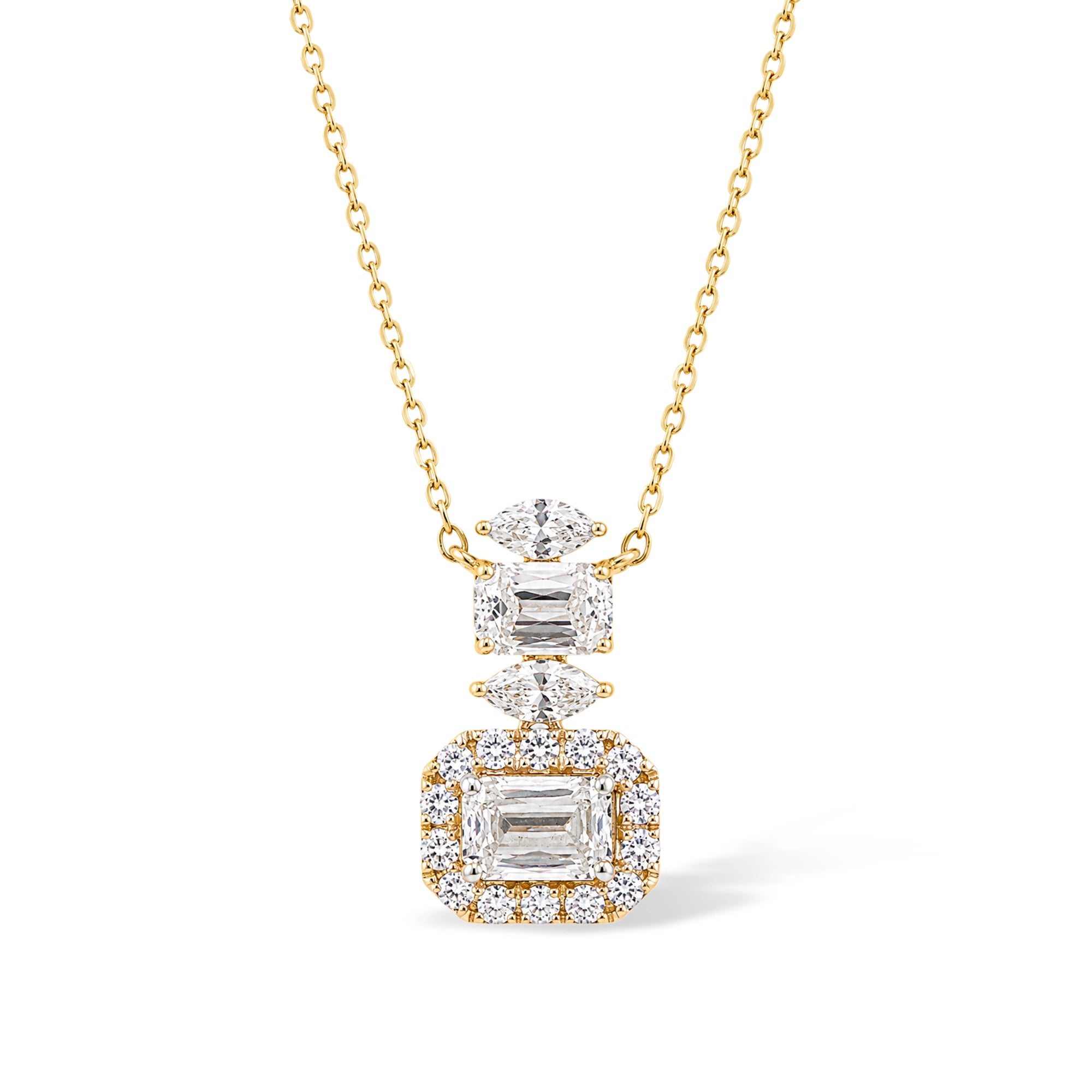 Three Tier Diamond Pendant, Rose Gold