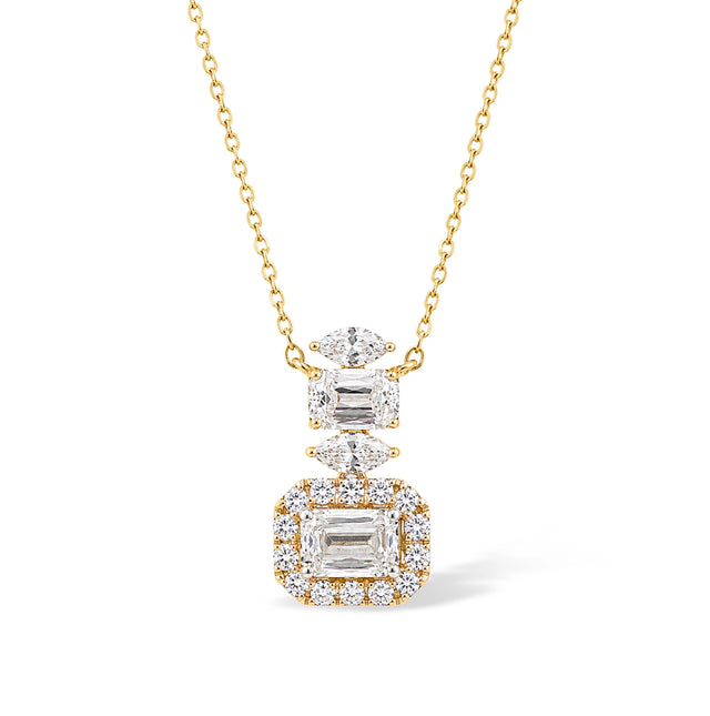 Three Tier Diamond Pendant, Rose Gold
