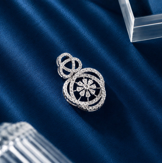 Round Cut Double Circle Floral Pendant