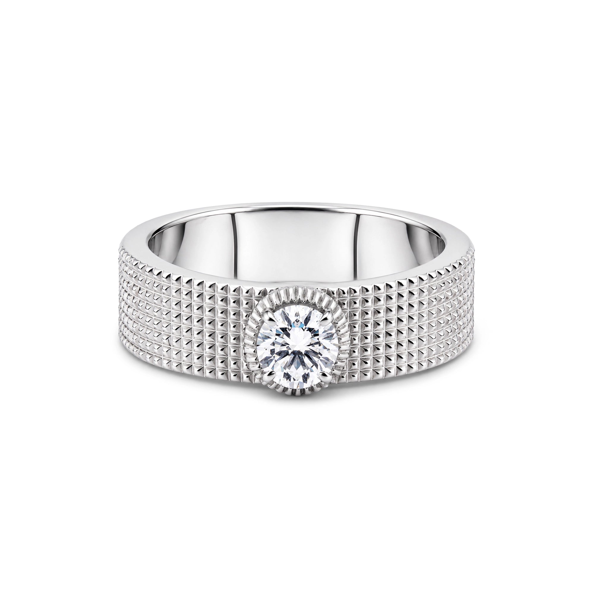 Square Bezel Round Brilliant Men's Solitaire Ring