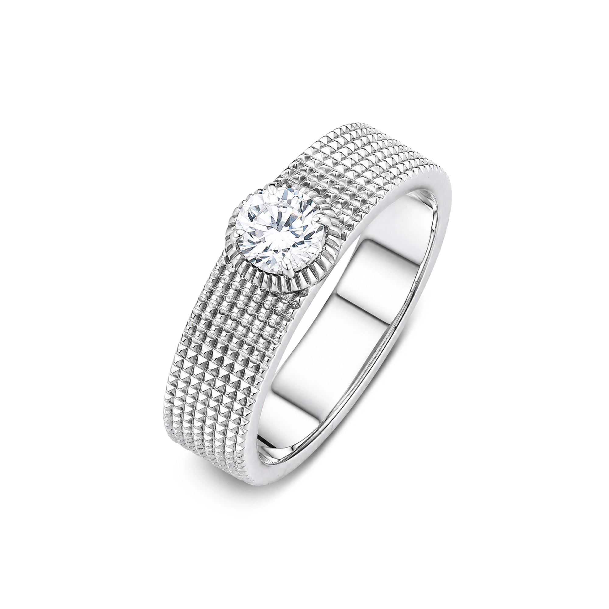 Square Bezel Round Brilliant Men's Solitaire Ring