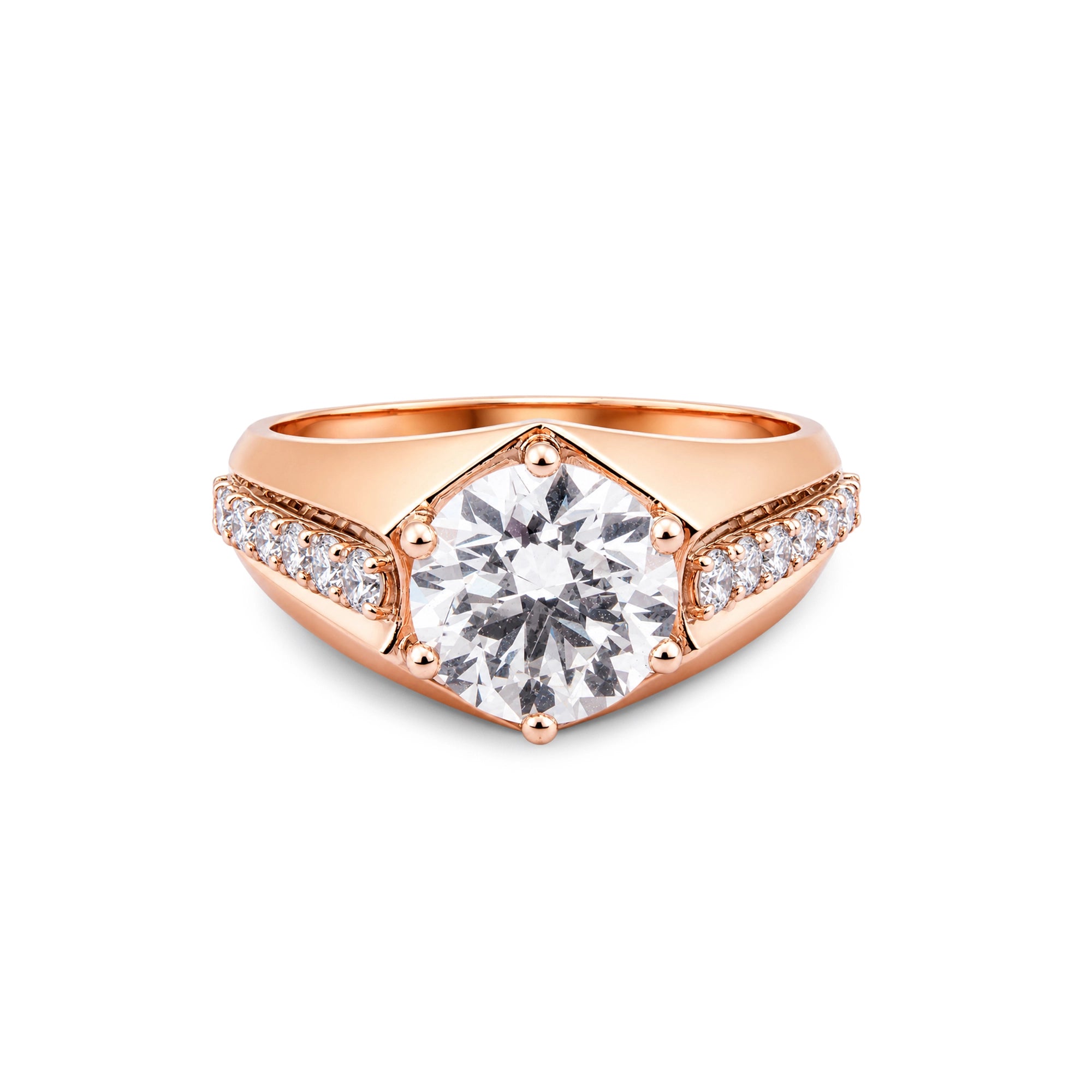 Split-Shank Pavé Round Brilliant Solitaire Ring