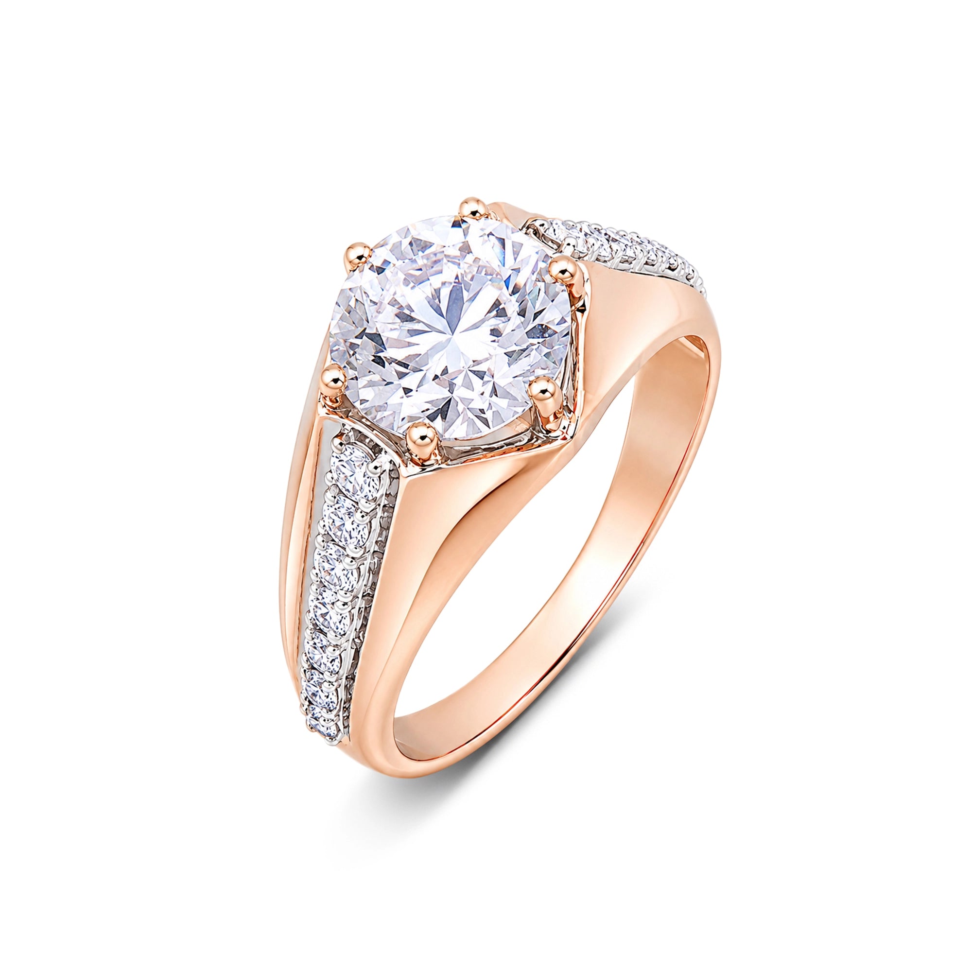 Split-Shank Pavé Round Brilliant Solitaire Ring