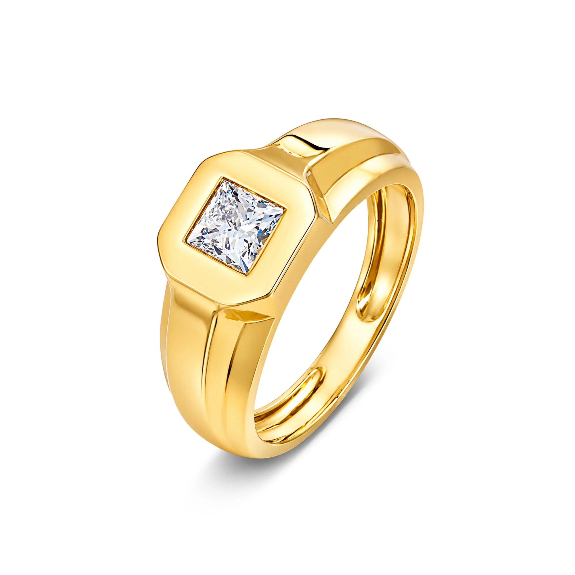 Bezel Princess Cut Men's Solitaire Ring