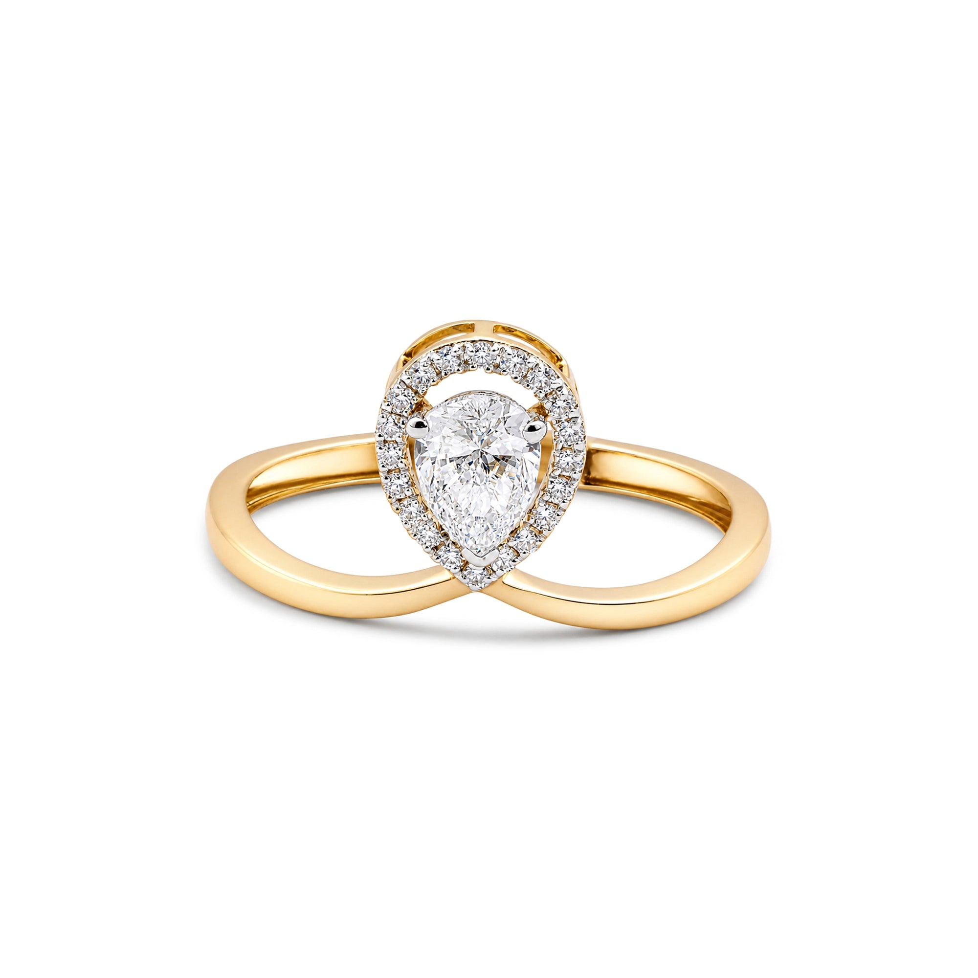 Pear Cut Halo Bypass Ring