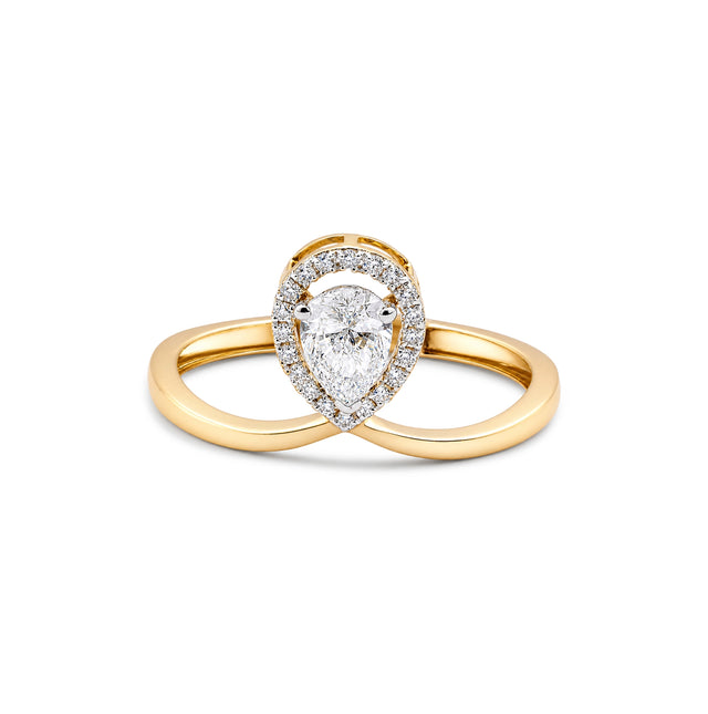 Pear Cut Halo Bypass Ring