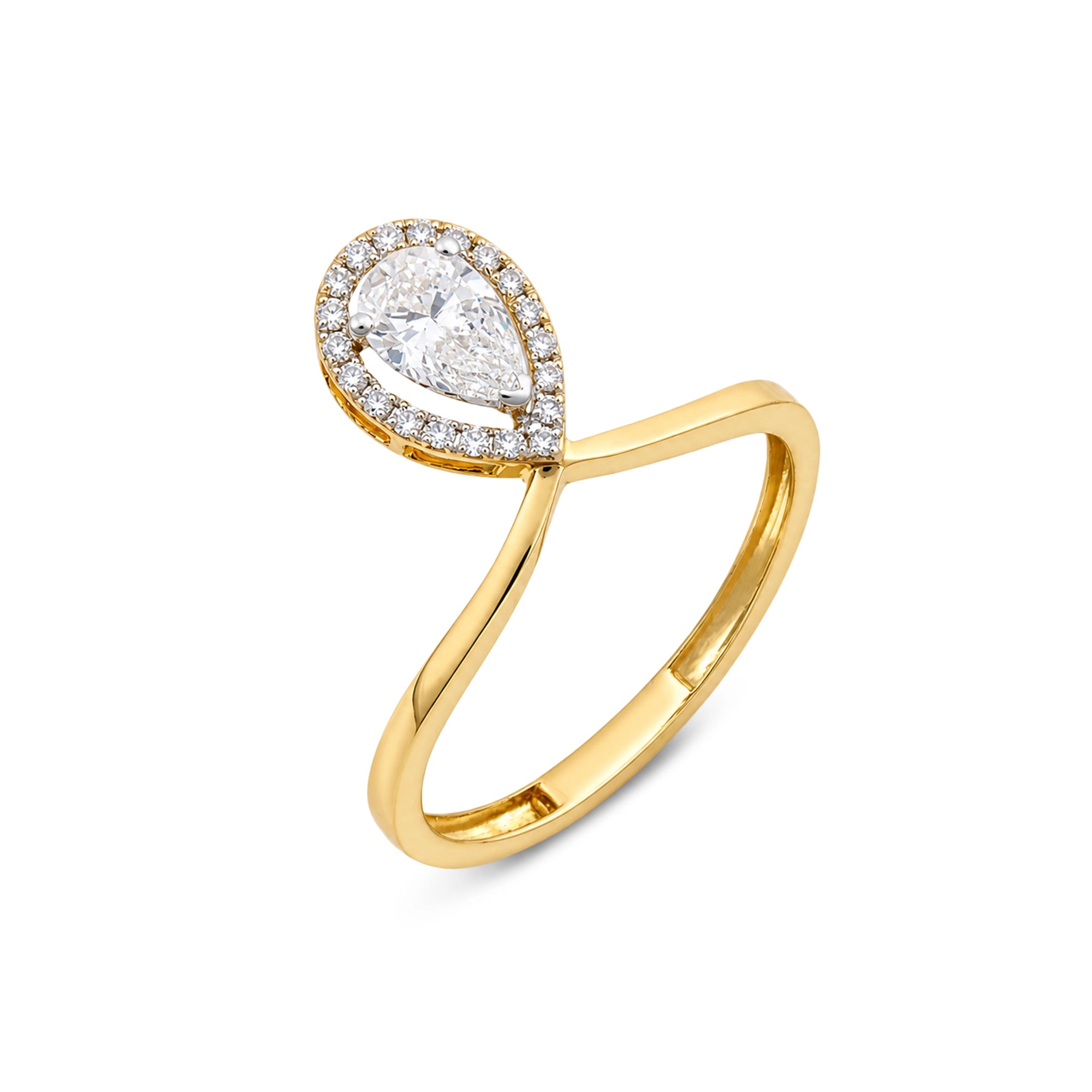 Pear Cut Halo Bypass Ring