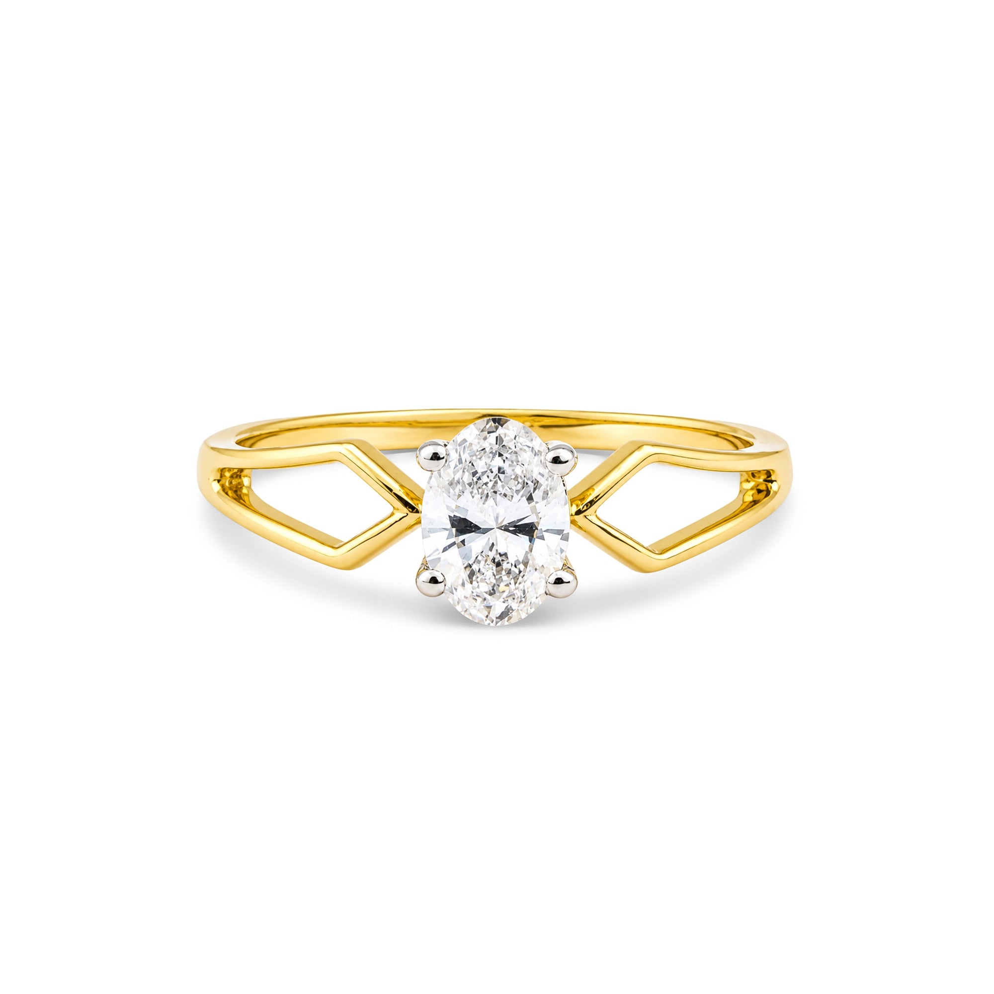 Oval Cut Split Shoulder Solitaire Ring
