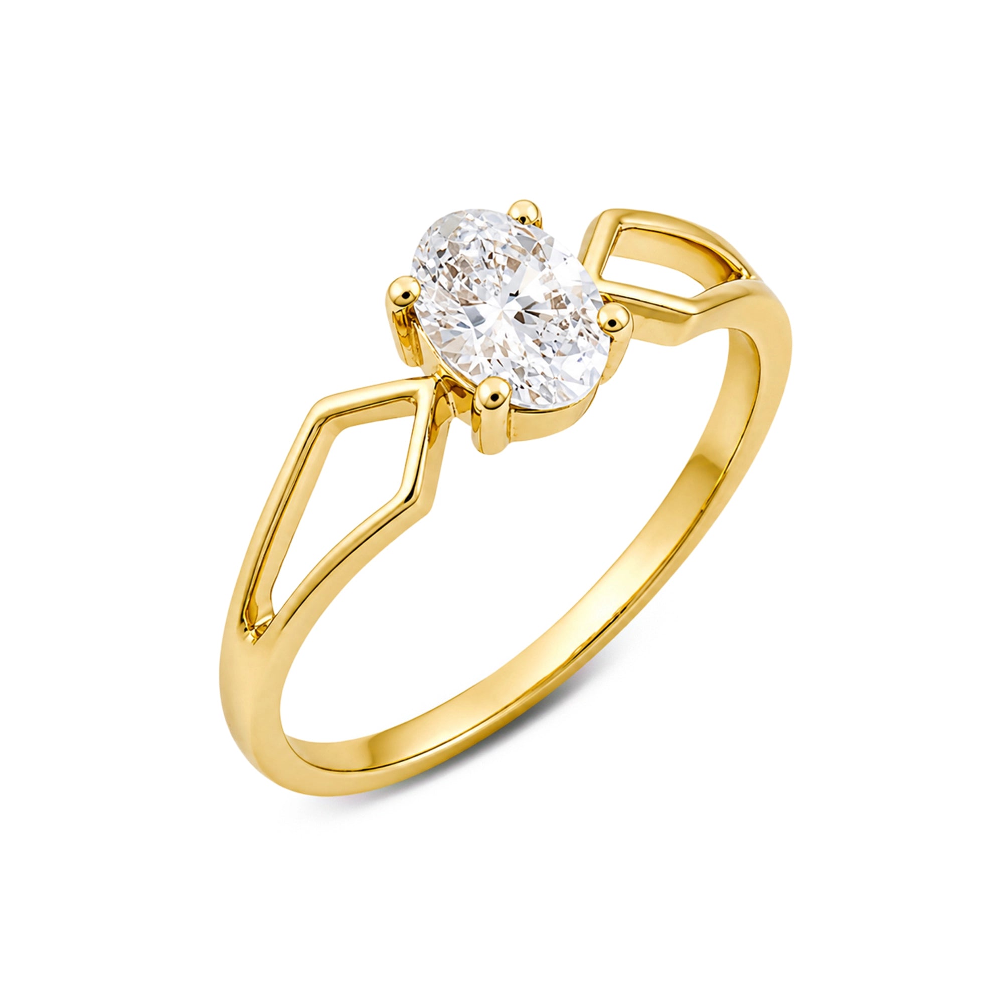 Oval Cut Split Shoulder Solitaire Ring