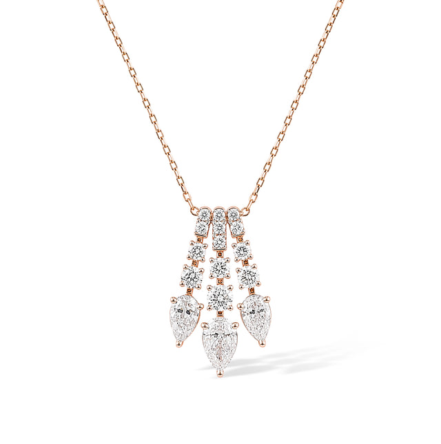 Cascading Pear Diamond Pendant, Rose Gold
