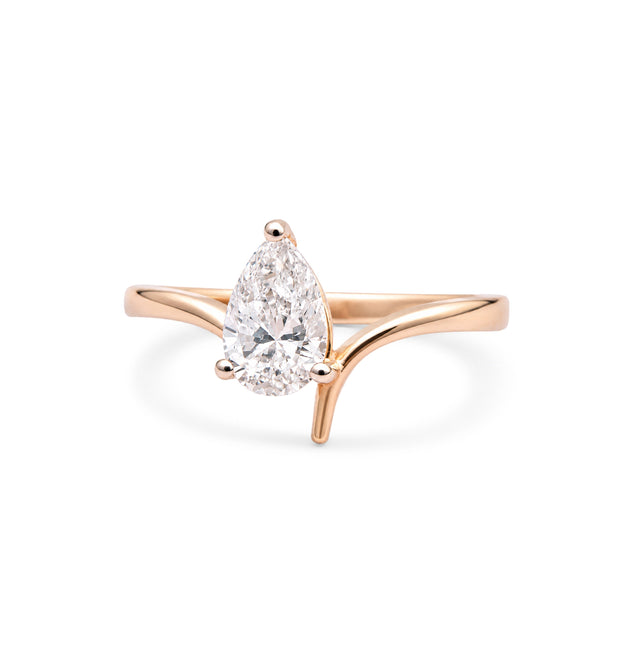 Pear Cut Chevron Double Band Ring