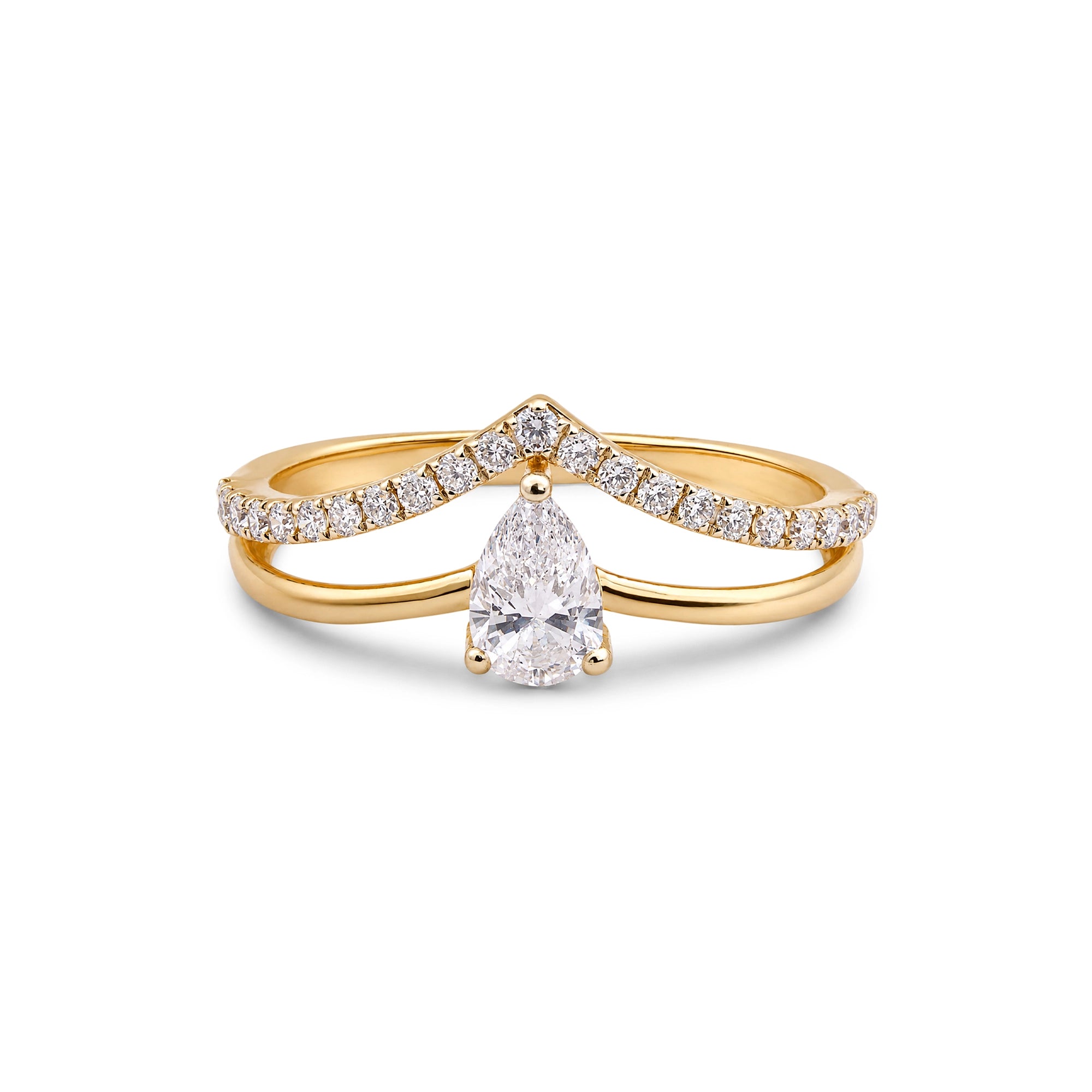 Pear Cut Split Shank Chevron Ring