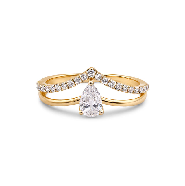 Pear Cut Split Shank Chevron Ring