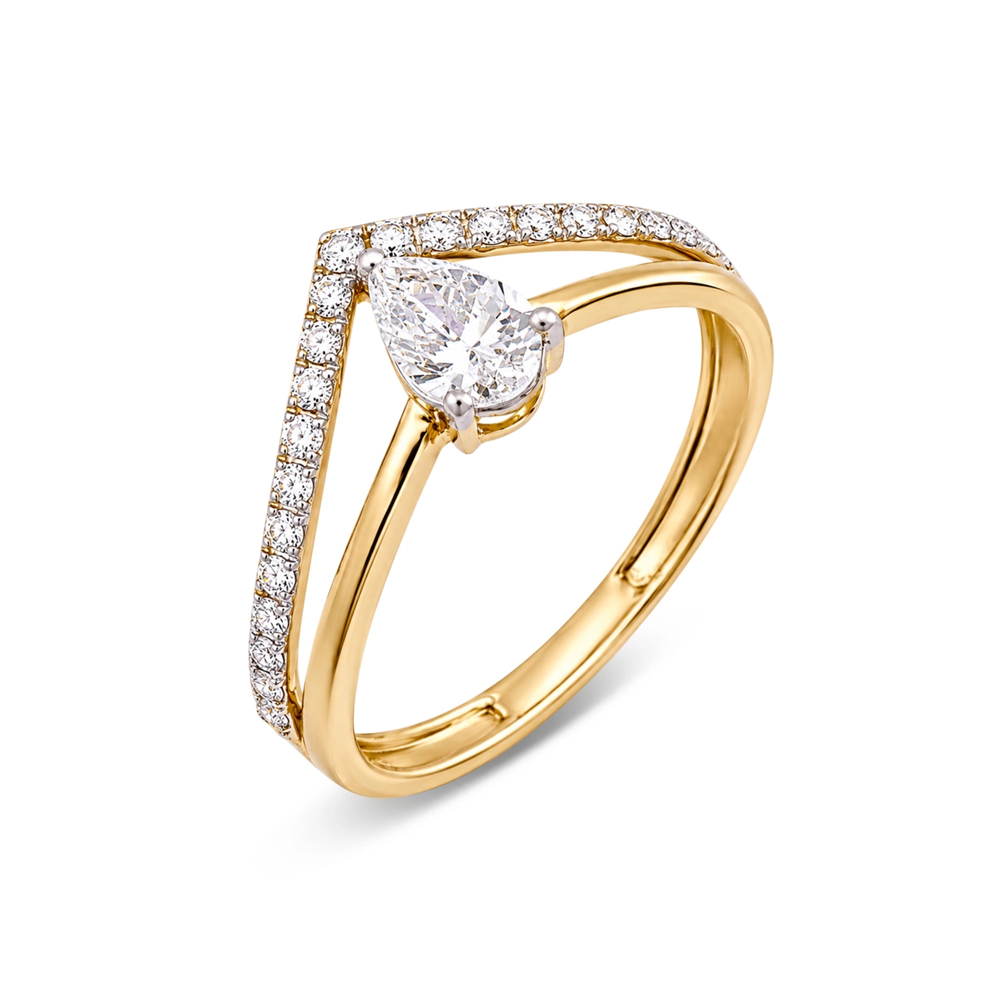 Pear Cut Split Shank Chevron Ring
