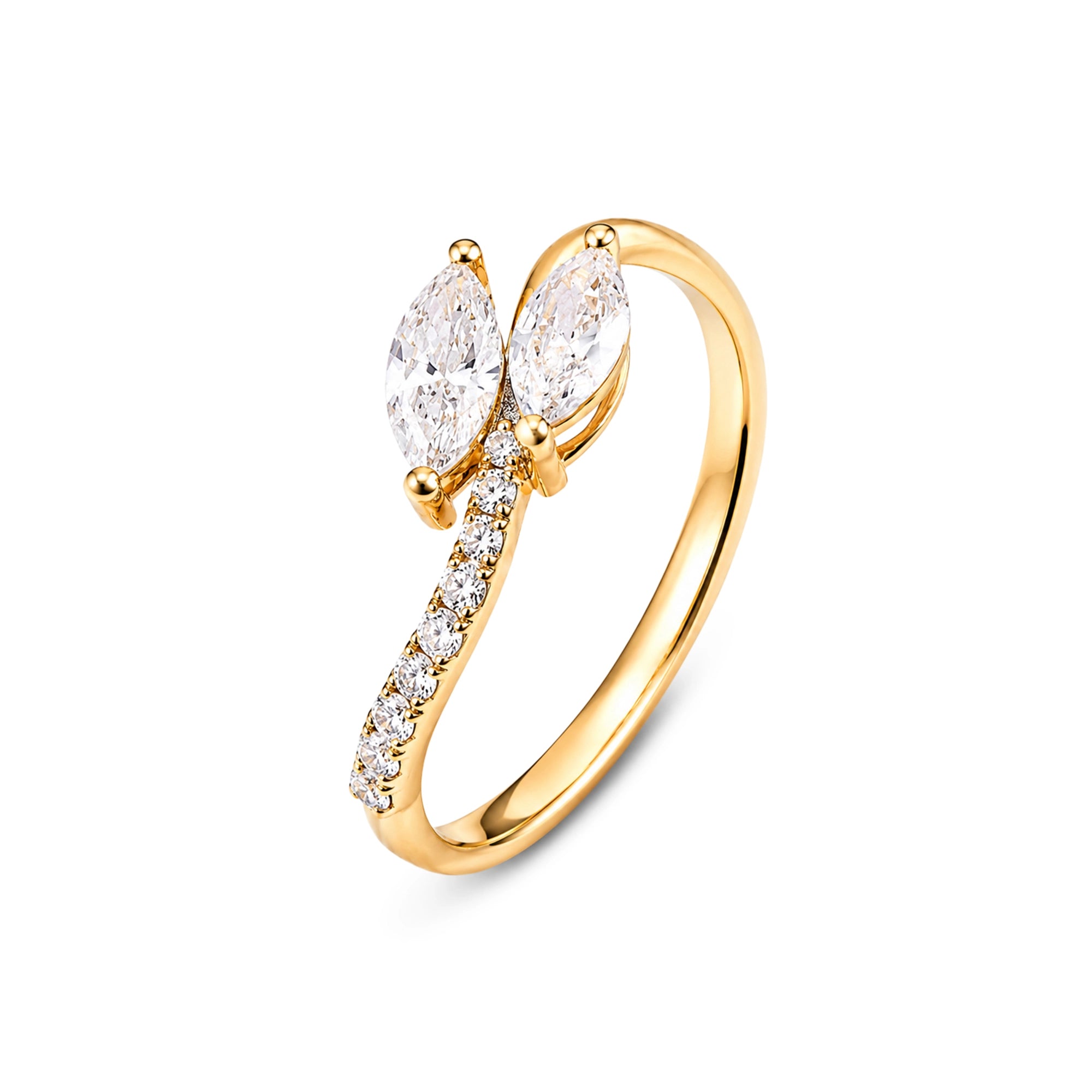 Marquise Cut Two-Stone Bypass Ring