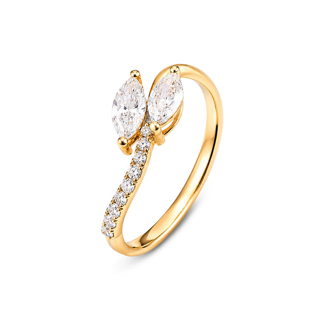 Marquise Cut Two-Stone Bypass Ring