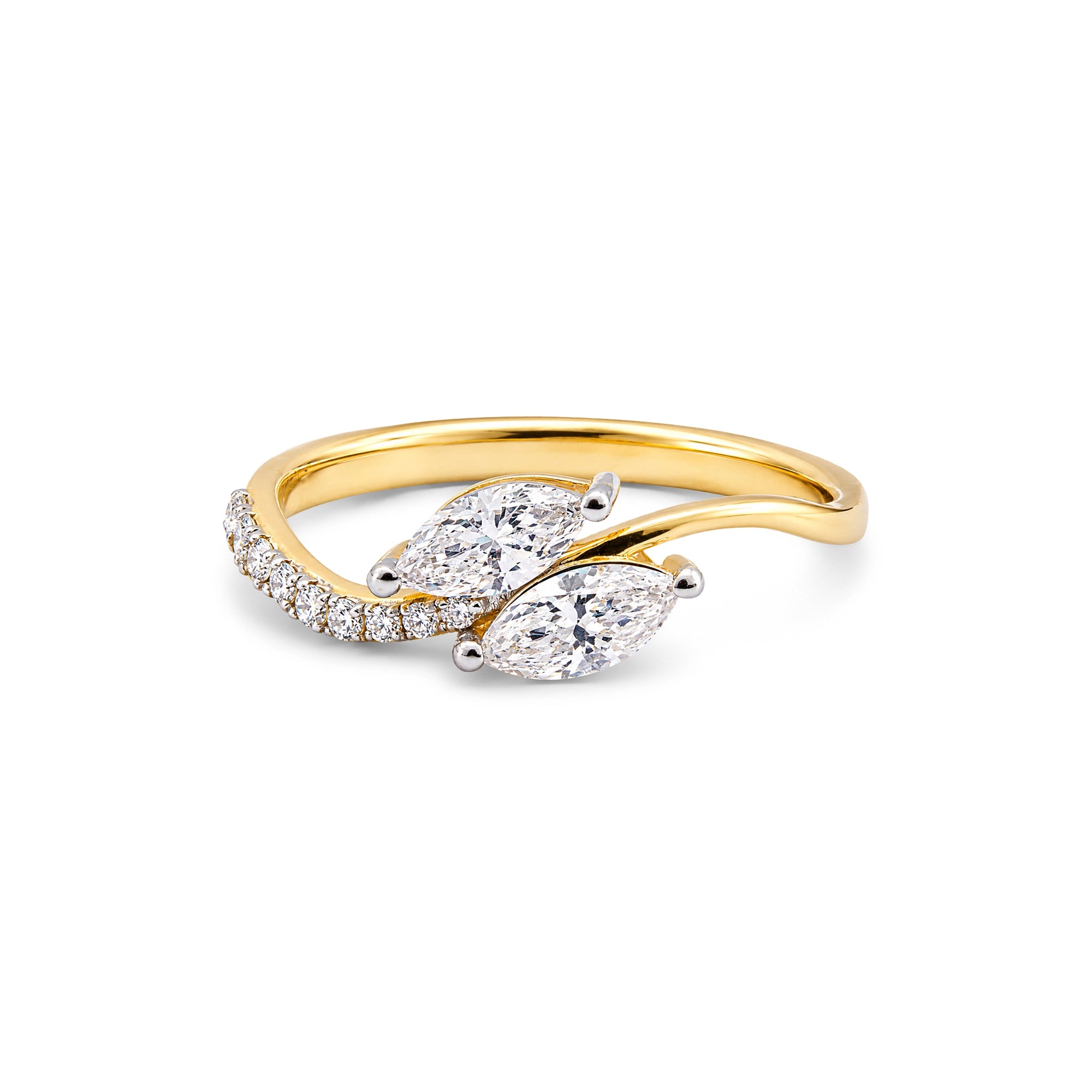 Marquise Cut Two-Stone Bypass Ring