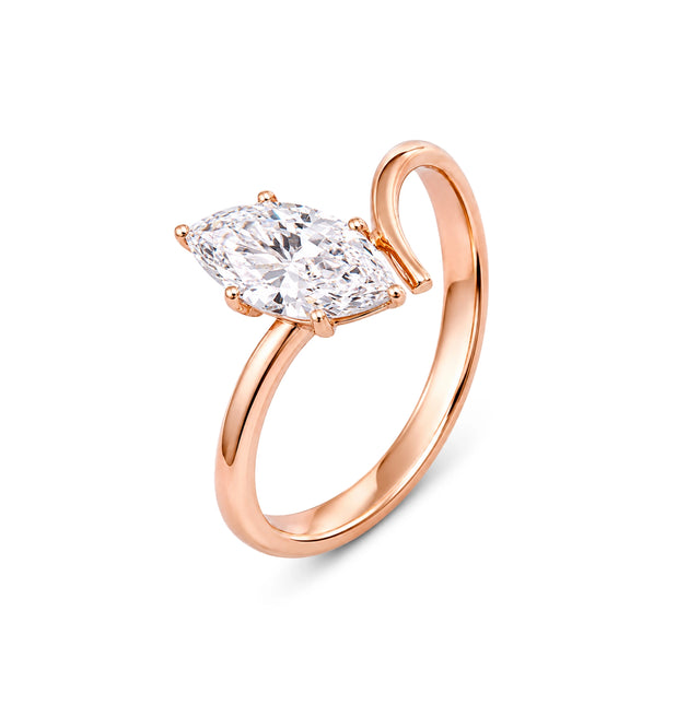 Pear Cut Bypass Solitaire Ring