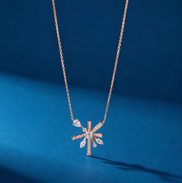 Mixed Cut Starburst Pendant Necklace