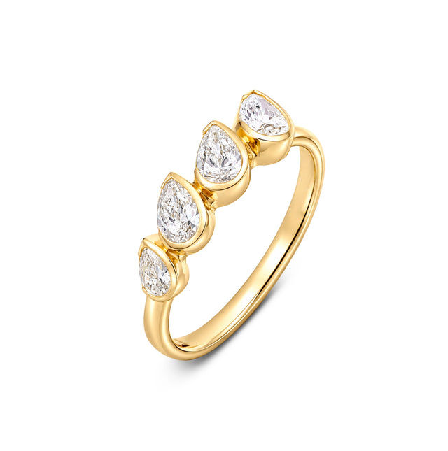 Pear Cut Five-Stone Bezel Band Ring