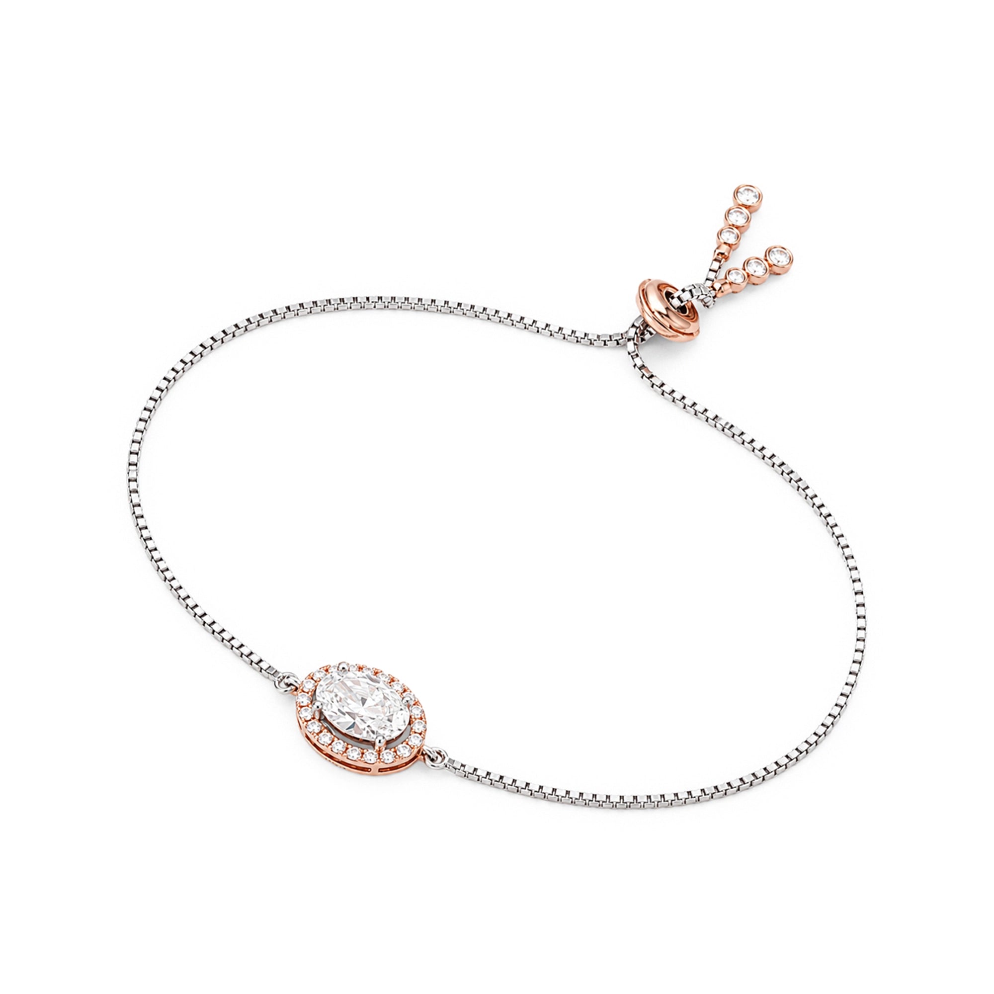 Oval Halo Solitaire Adjustable Bracelet