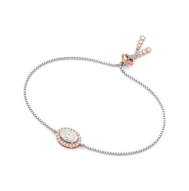 Oval Halo Solitaire Adjustable Bracelet