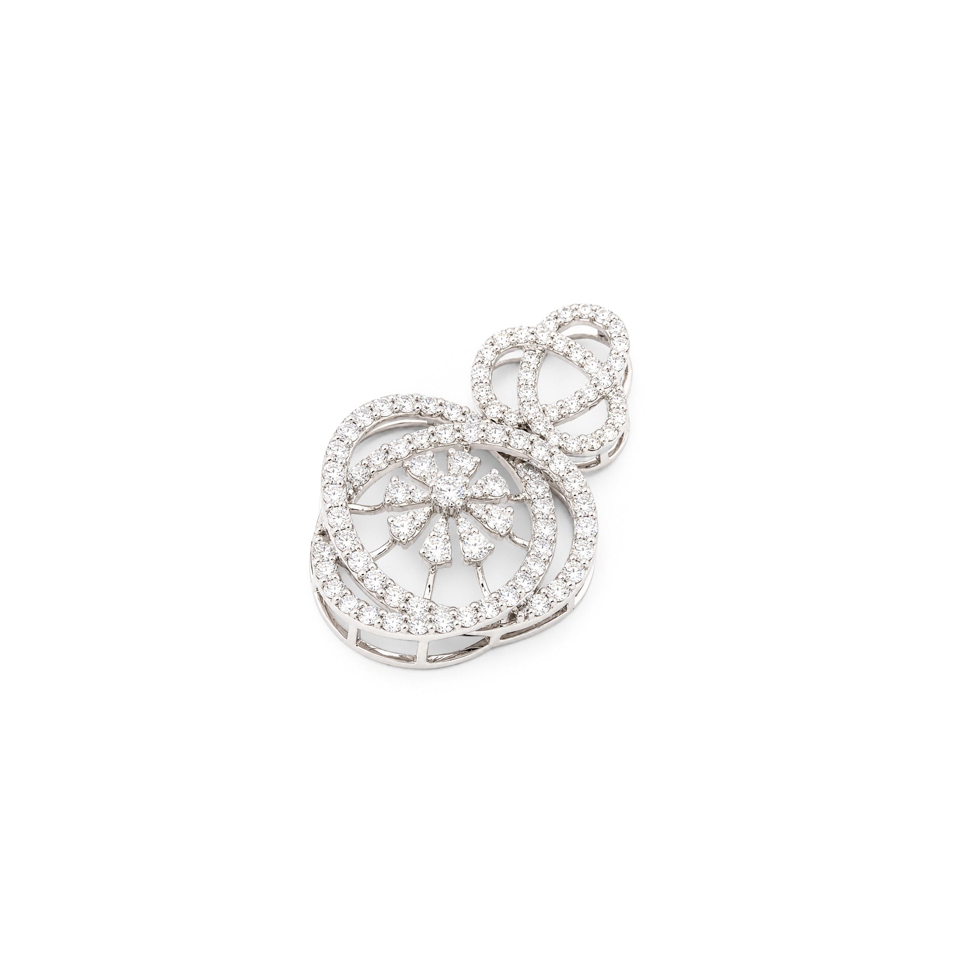 Round Cut Double Circle Floral Pendant