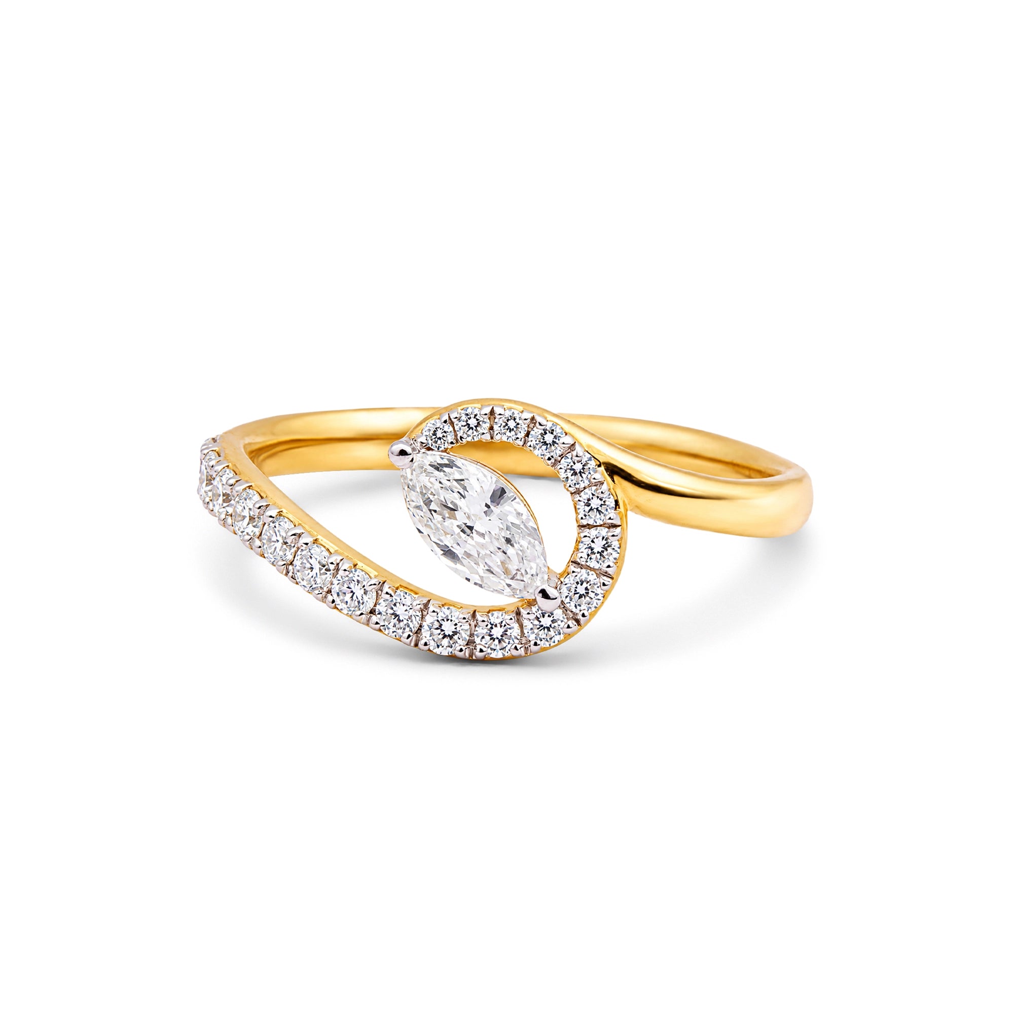 Marquise Cut Swirl Pavé Bypass Ring