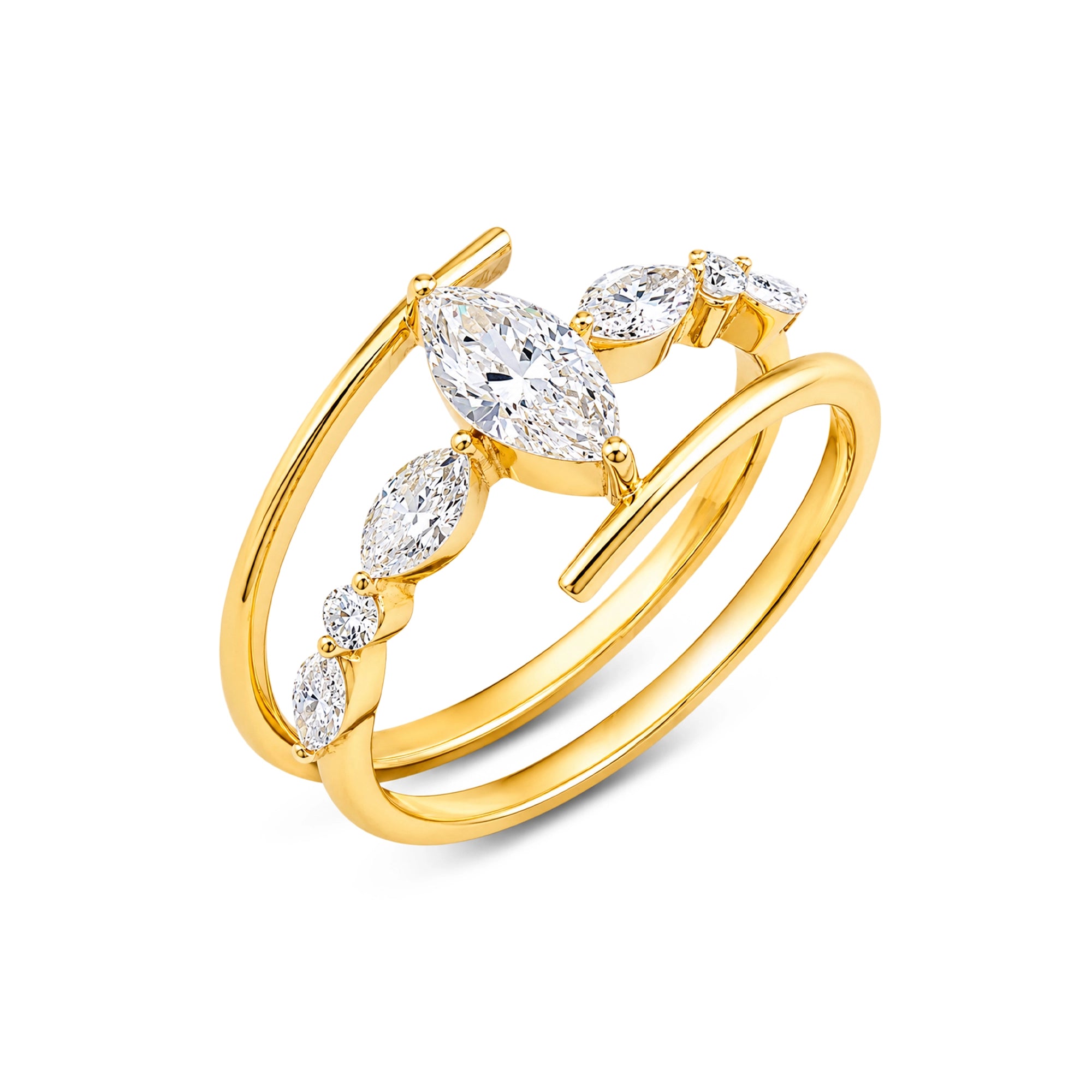 Marquise Cut Multi-Stone Double Wrap Ring