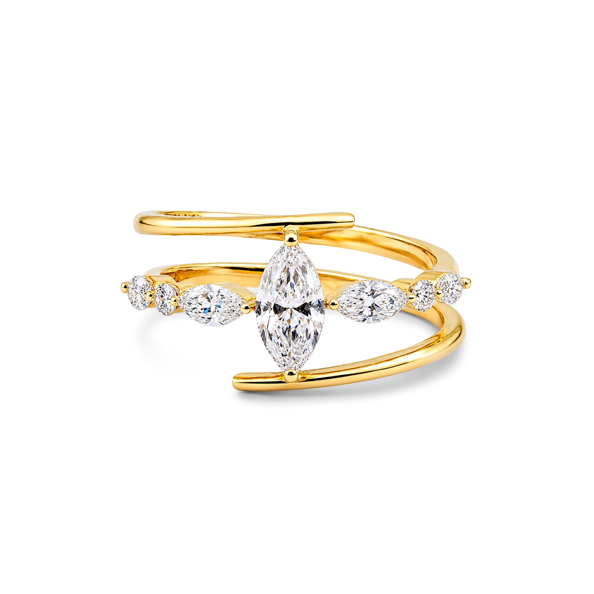 Marquise Cut Multi-Stone Double Wrap Ring