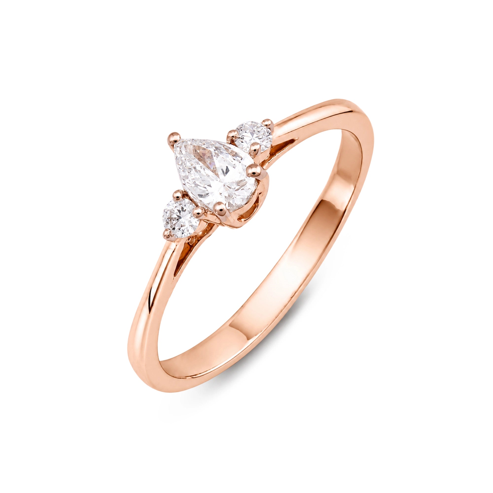 Pear Cut Three-Stone Split Shank Ring