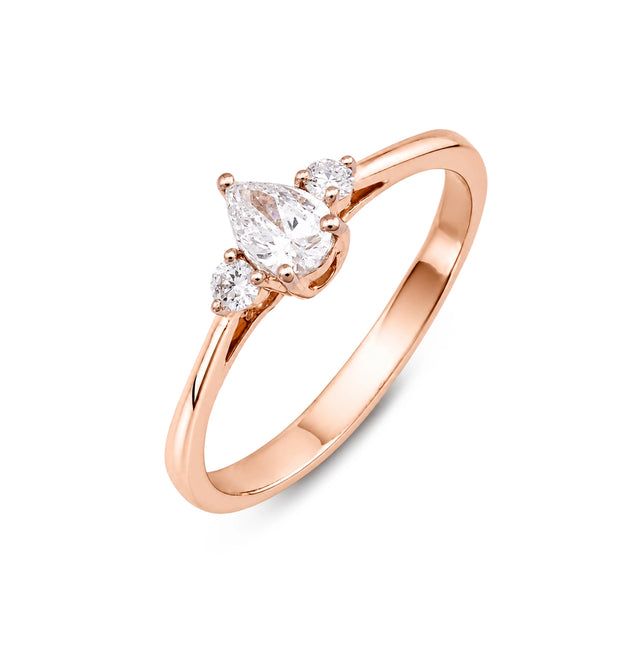 Pear Cut Three-Stone Split Shank Ring