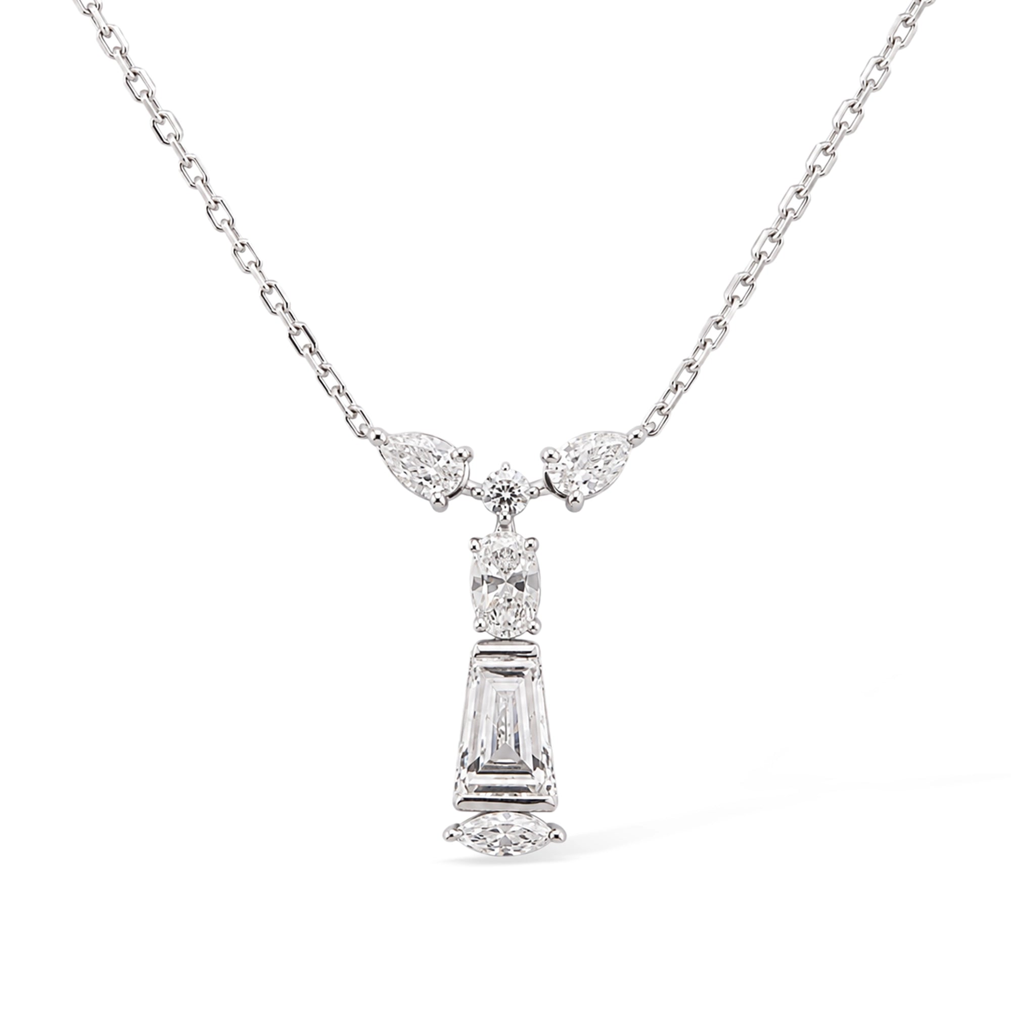 Kite Diamond Drop Pendant, White Gold