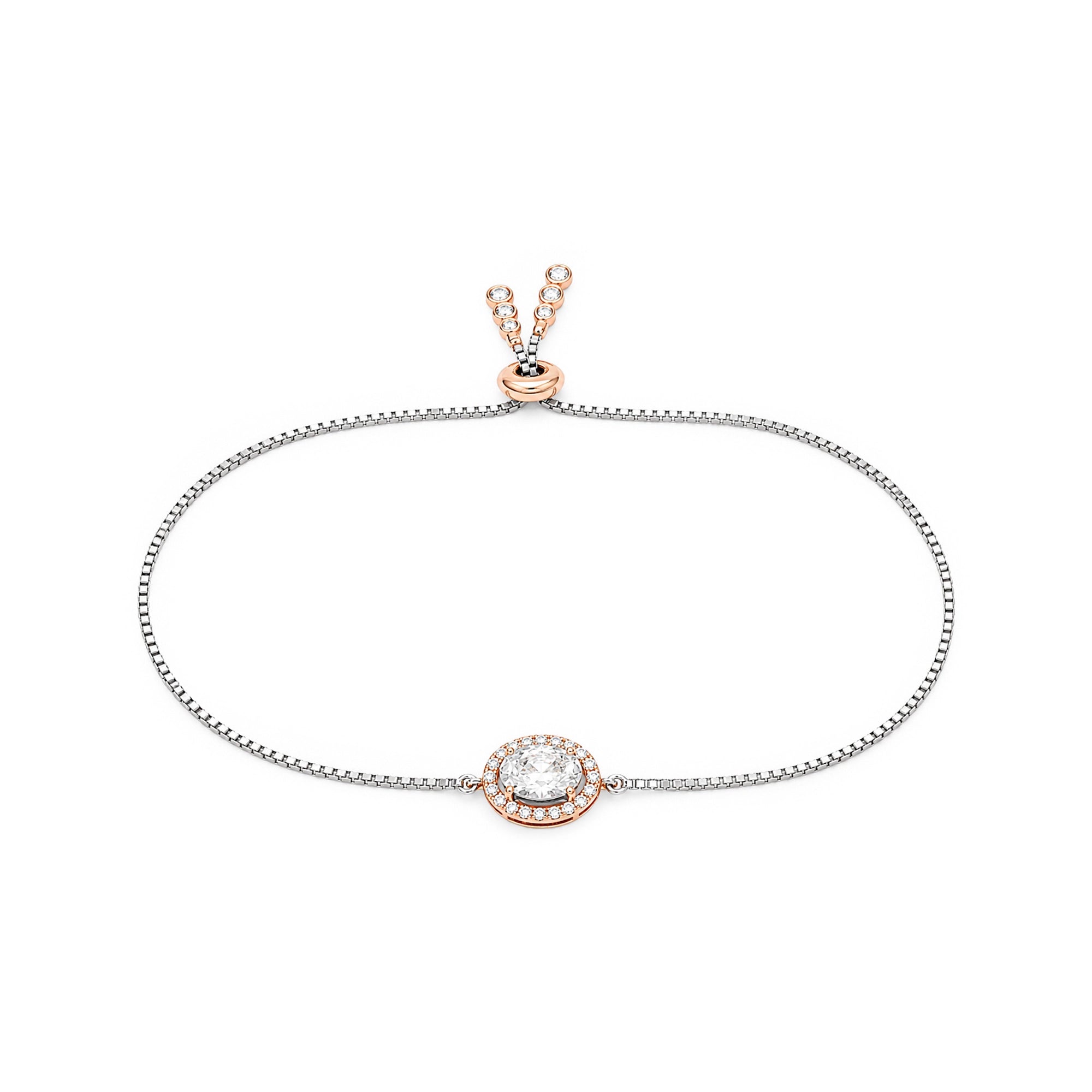 Oval Halo Solitaire Adjustable Bracelet