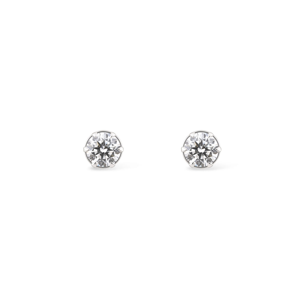 Round Brilliant Solitaire Stud Earrings — White Gold (Large)