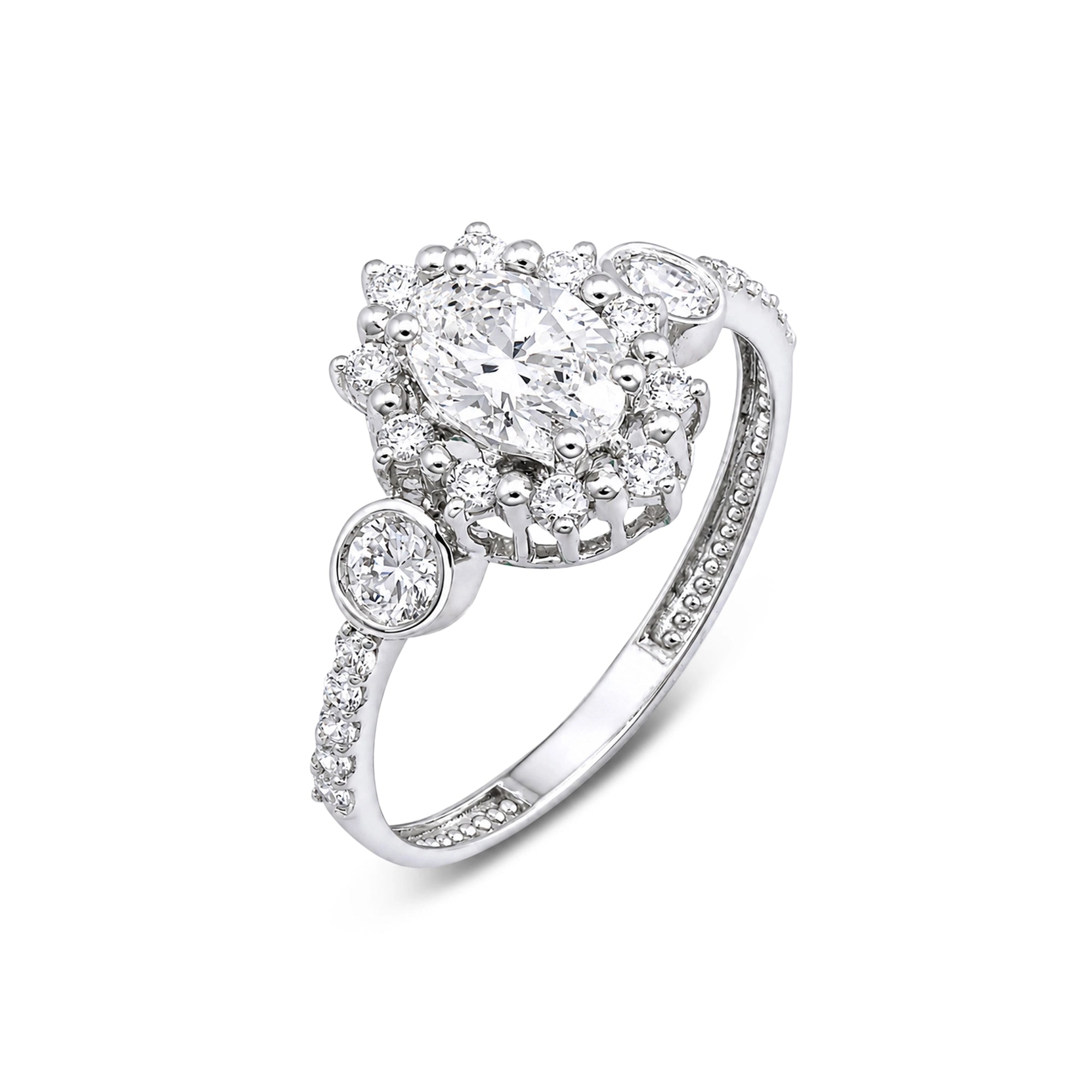 Round Brilliant Vintage Cluster Bezel Accent Ring