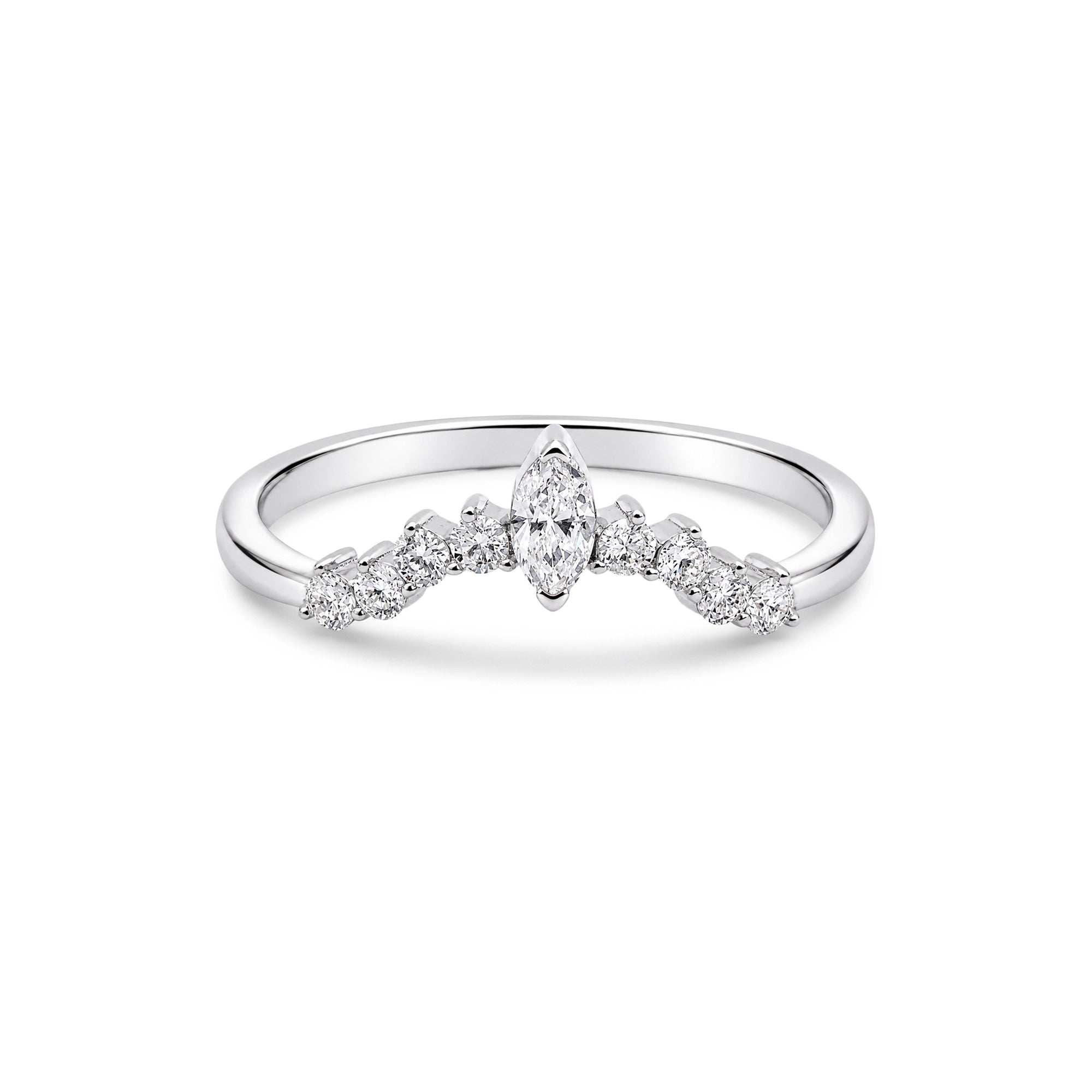 Marquise Cut Curved Crown Band Ring