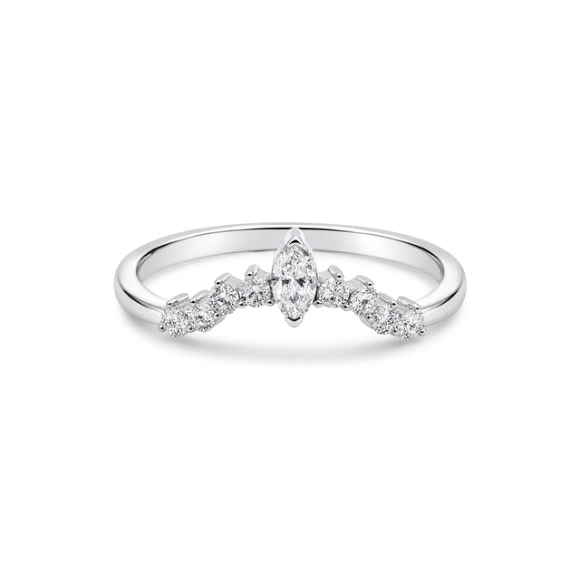 Marquise Cut Curved Crown Band Ring