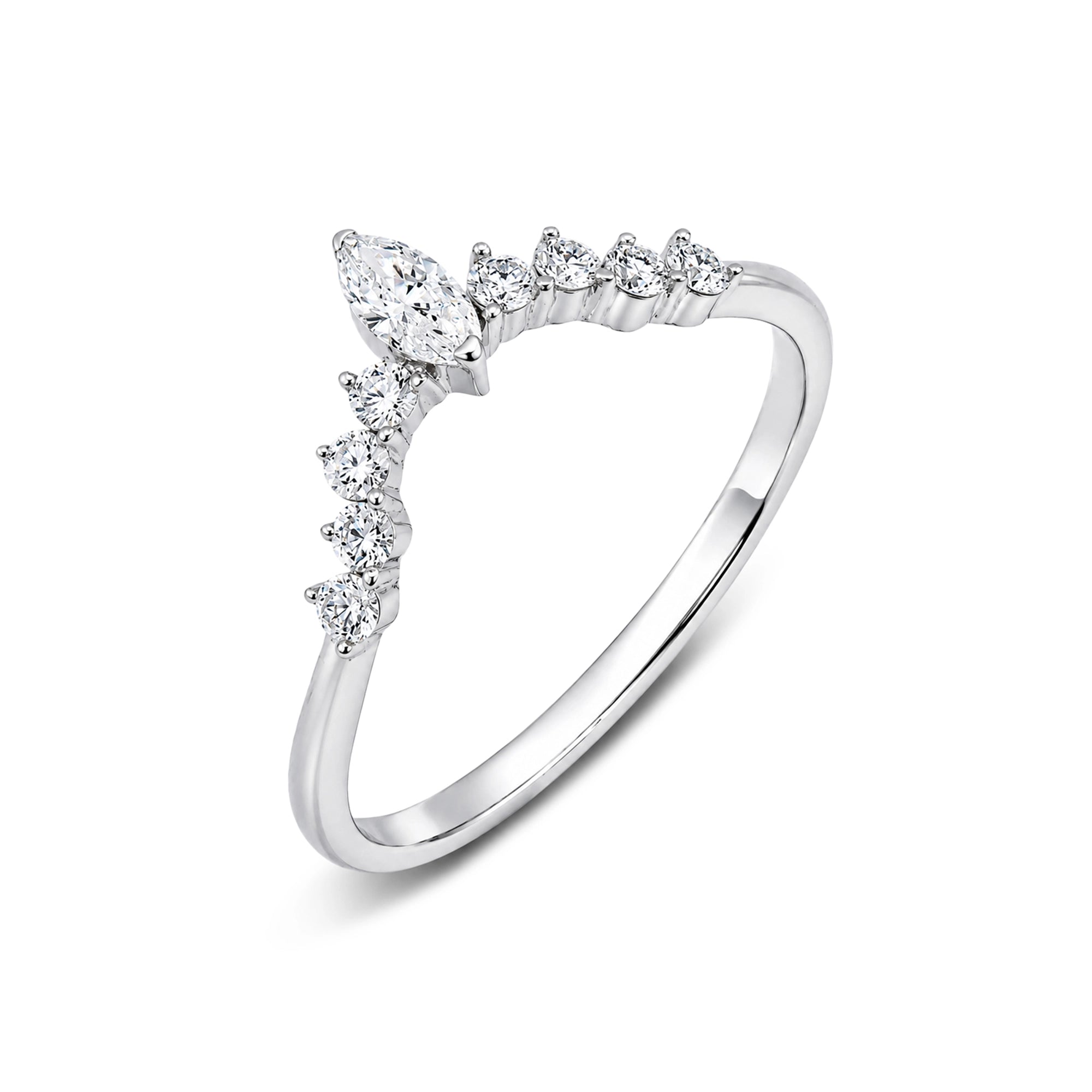 Marquise Cut Curved Crown Band Ring