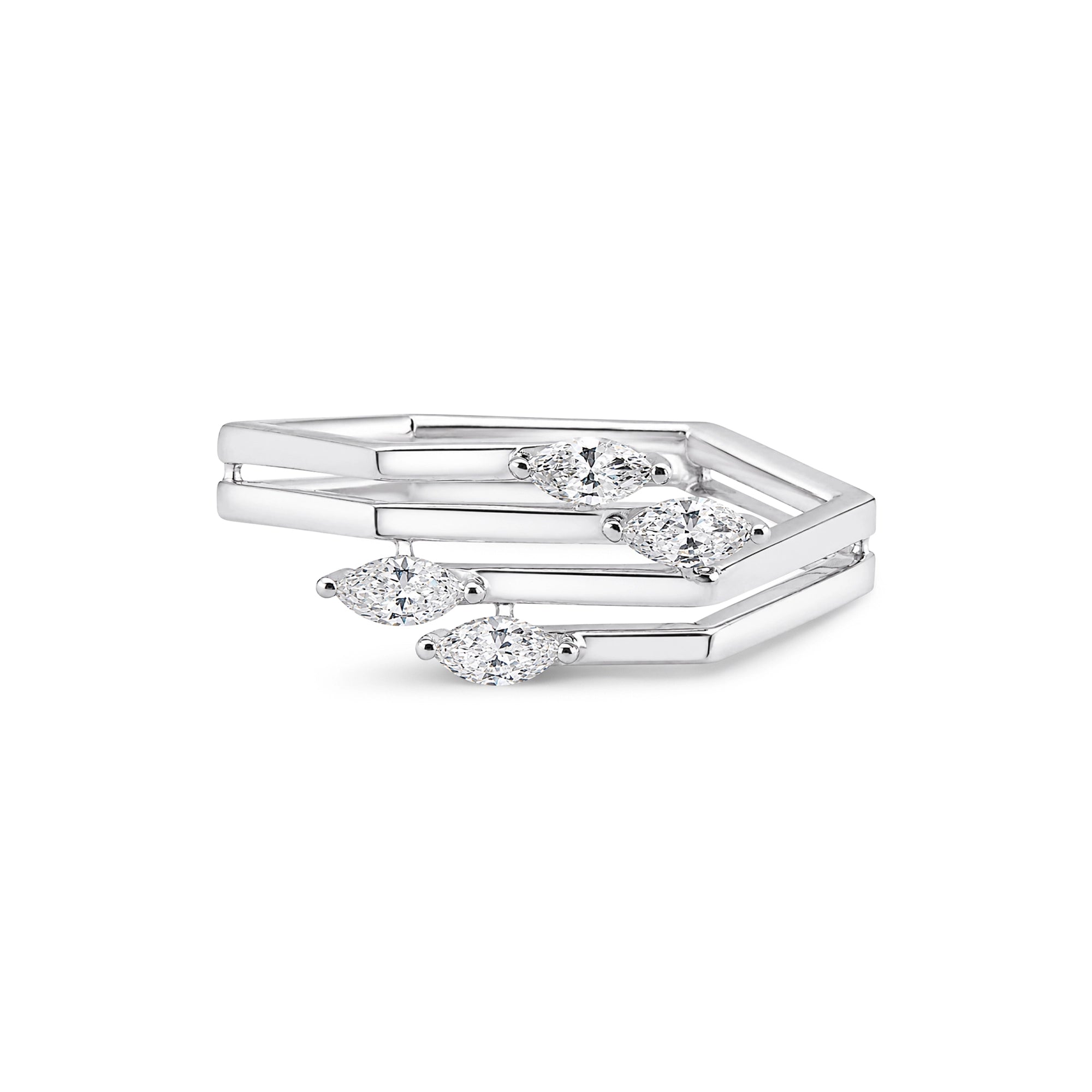 Marquise Cut Geometric Double Band Ring