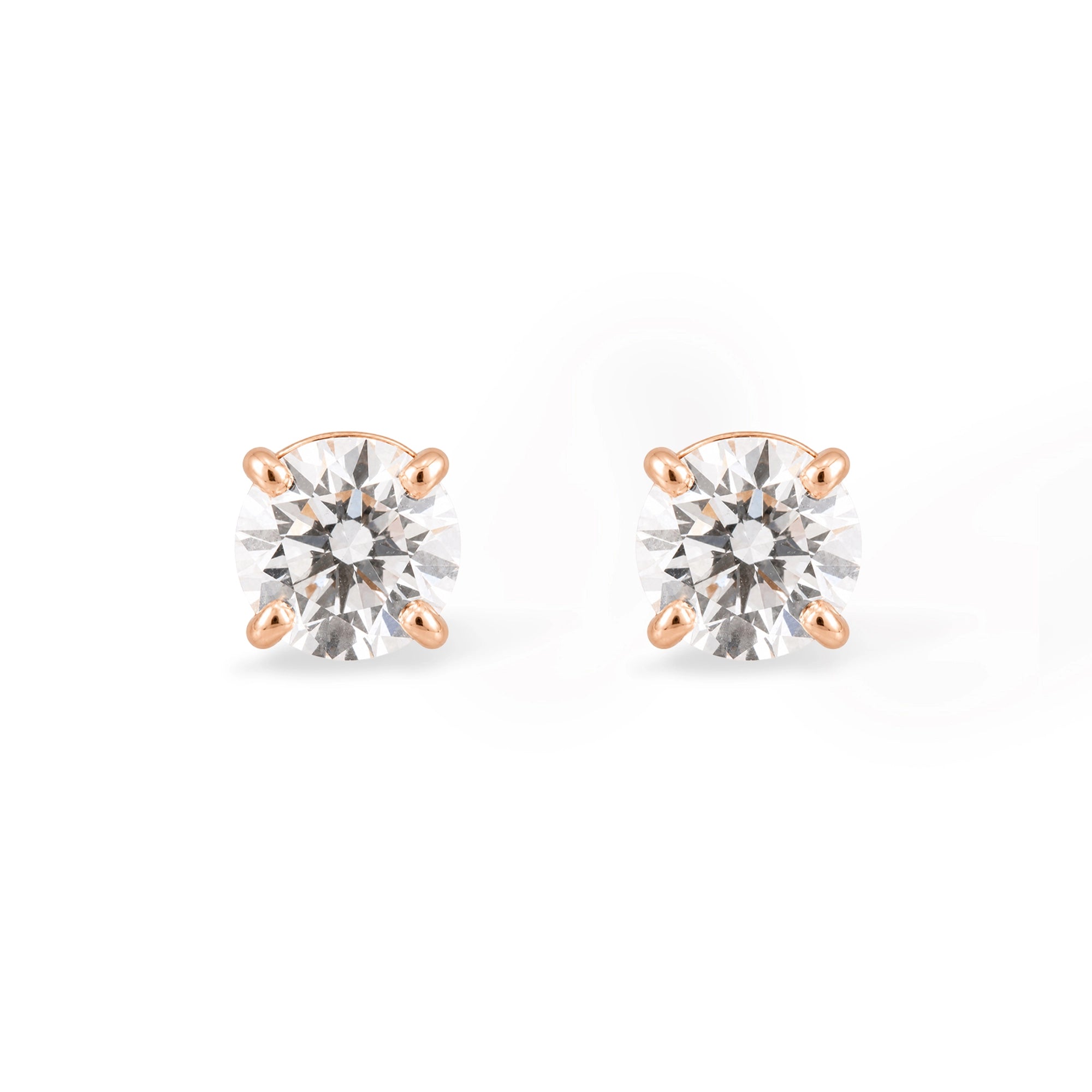 Princess Cut Solitaire Studs, White Gold