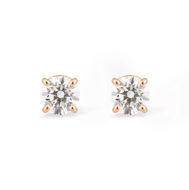 Princess Cut Solitaire Studs, White Gold