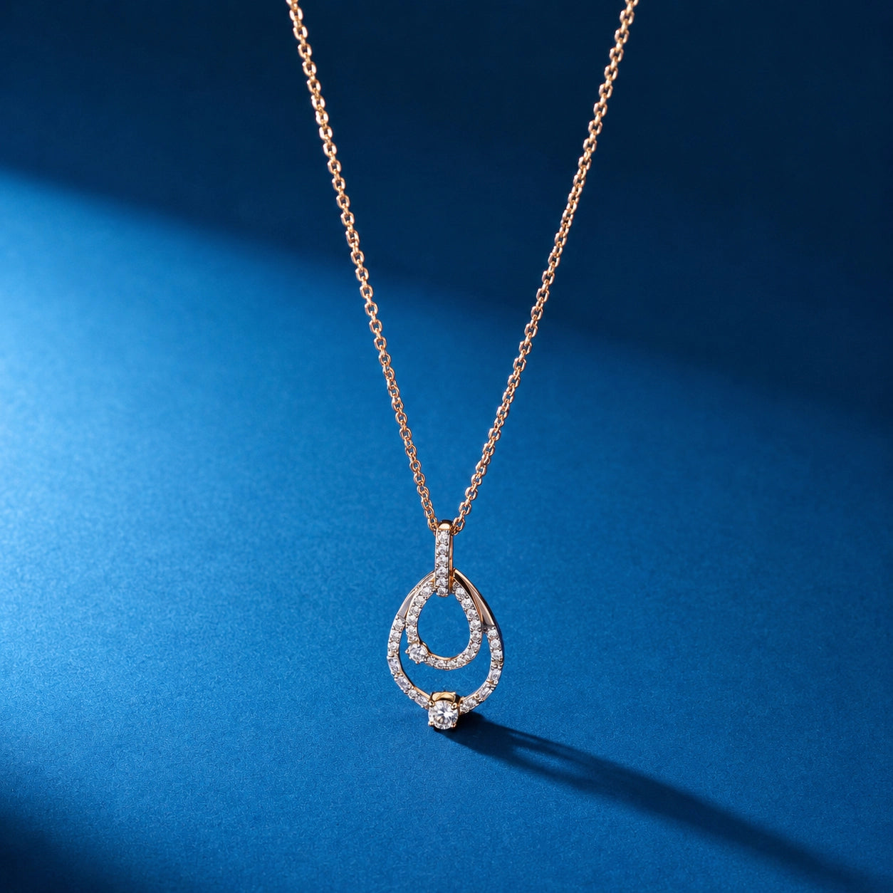 Round Cut Open Teardrop Loop Pendant Necklace