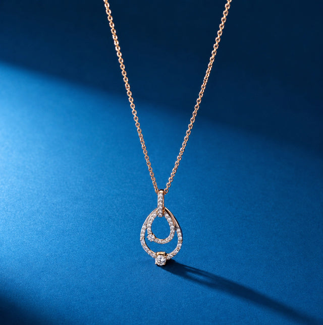 Round Cut Open Teardrop Loop Pendant Necklace