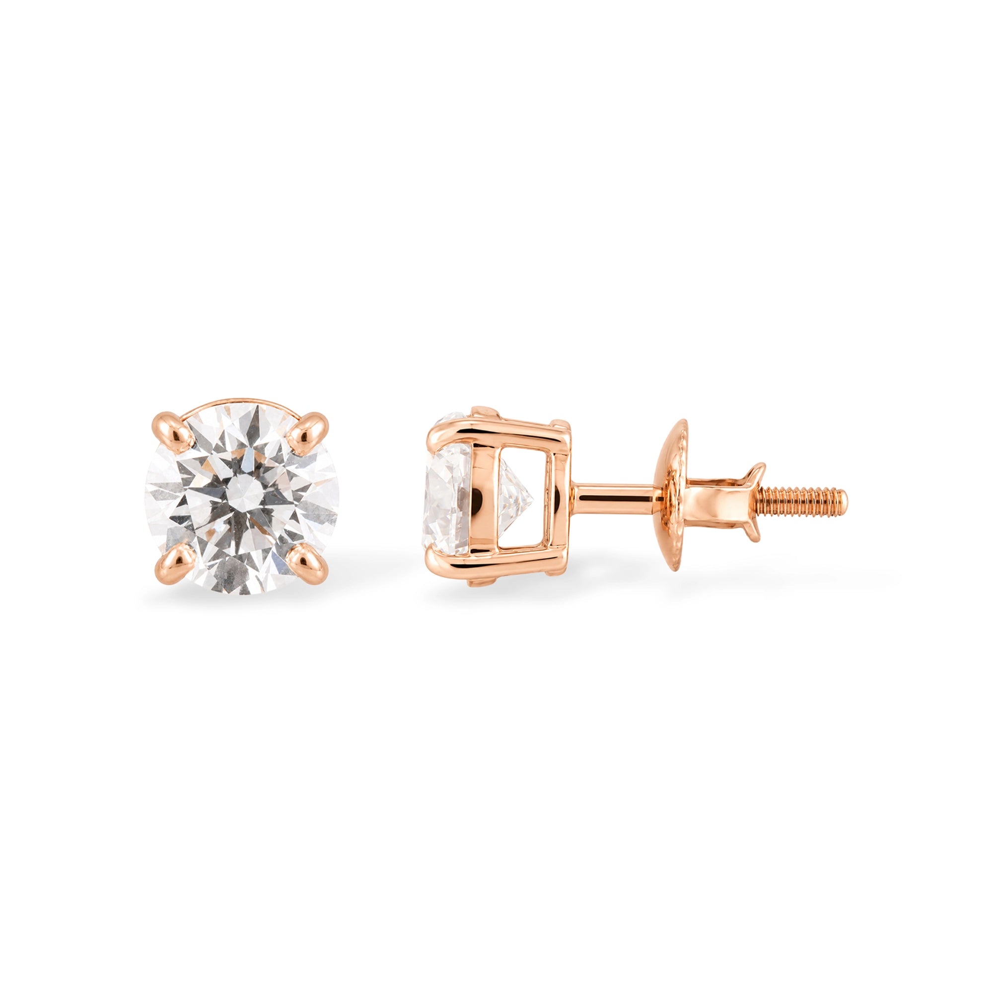Princess Cut Solitaire Studs, White Gold