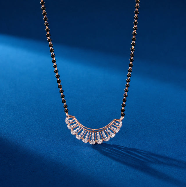 Round Cut Arc Diamond Mangalsutra