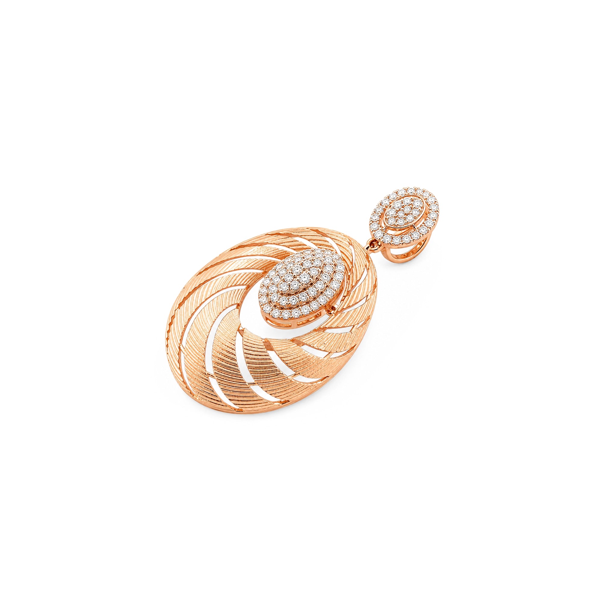 Oval Textured Gold Pavé Pendant