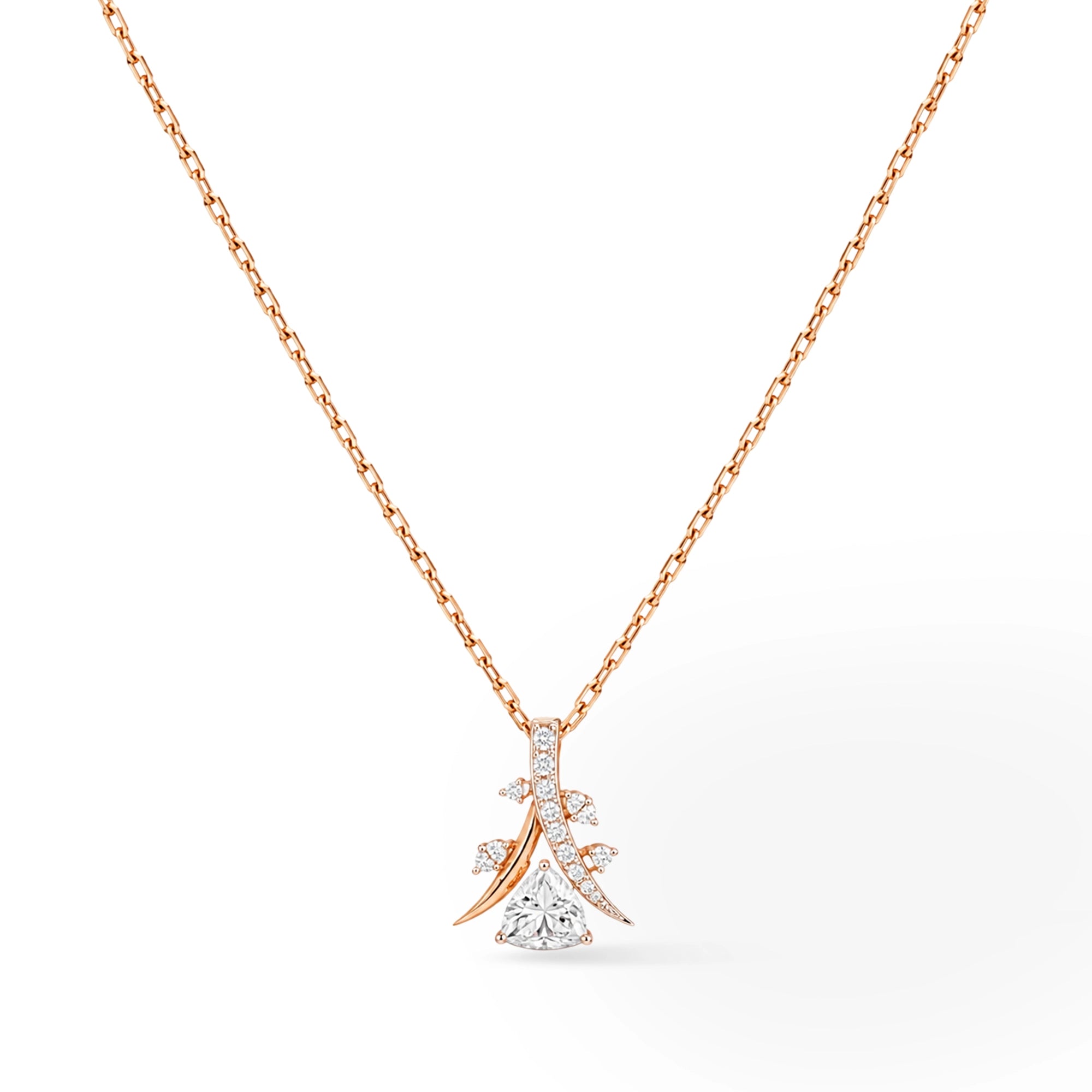Pear Cut Leaf Cluster Pendant Necklace