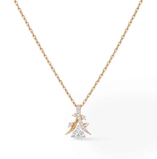 Pear Cut Leaf Cluster Pendant Necklace